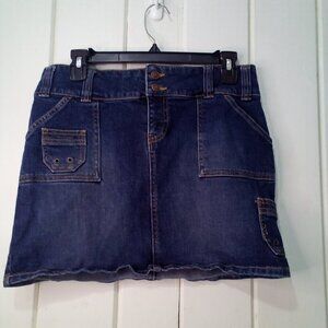 Old Navy Skirt Women 4 Denim Cargo Pockets Stretch Short Blue